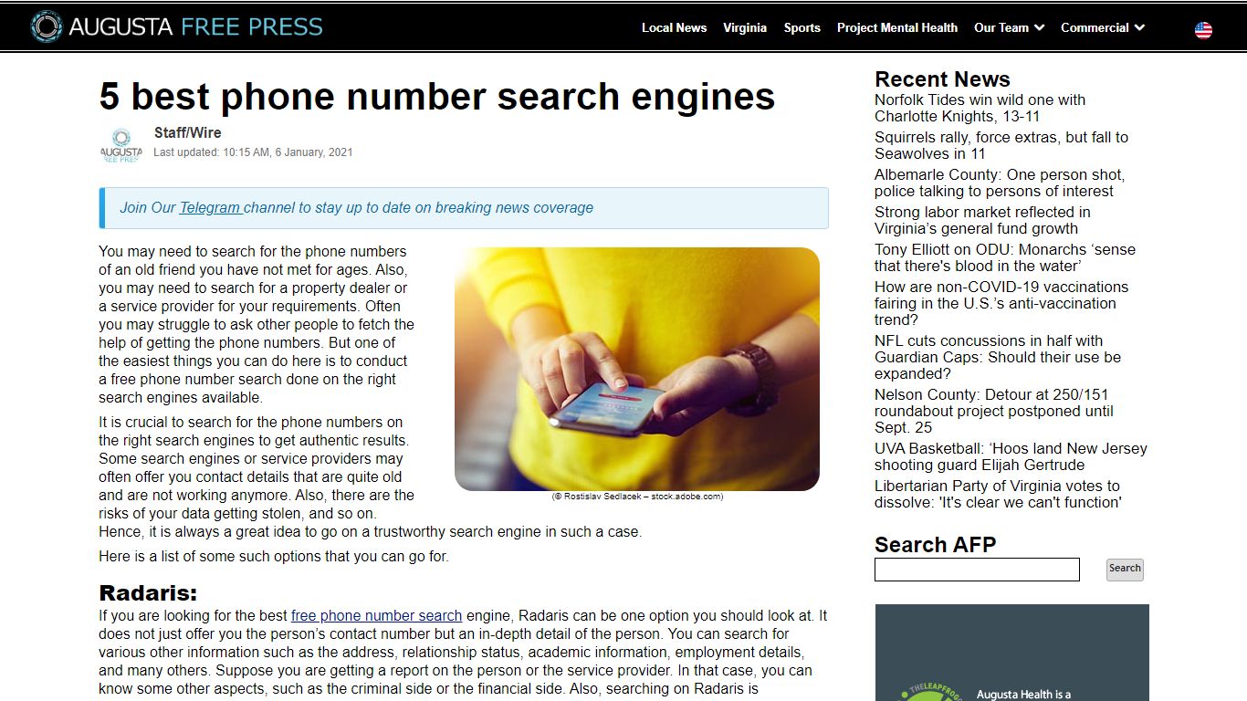 5 best phone number search engines - Augusta Free Press